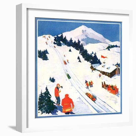 "Winter Sports Scene,"January 1, 1932-Dudley Gloyne Summers-Framed Giclee Print