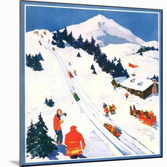 "Winter Sports Scene,"January 1, 1932-Dudley Gloyne Summers-Mounted Giclee Print