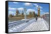 Winter Sun - Houses of Parliament London-Richard Harpum-Framed Stretched Canvas