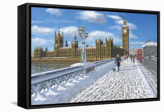 Winter Sun - Houses of Parliament London-Richard Harpum-Framed Stretched Canvas