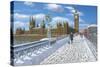 Winter Sun - Houses of Parliament London-Richard Harpum-Stretched Canvas