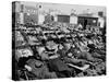 Winter Sunbathing Draws a Crowd to the Boardwalk-null-Stretched Canvas