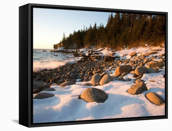 Winter Sunrise in Monument Cove, Acadia National Park, Maine, USA-Jerry & Marcy Monkman-Framed Stretched Canvas