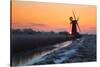 Winter sunrise over St. Benet's Mill near Thurne, Norfolk-Geraint Tellem-Stretched Canvas