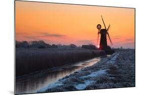 Winter sunrise over St. Benet's Mill near Thurne, Norfolk-Geraint Tellem-Mounted Photographic Print