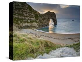 Winter Sunset at Durdle Door, Jurassic Coast, Dorset, England, Uk-David Wogan-Stretched Canvas