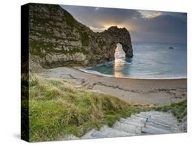 Winter Sunset at Durdle Door, Jurassic Coast, Dorset, England, Uk-David Wogan-Stretched Canvas