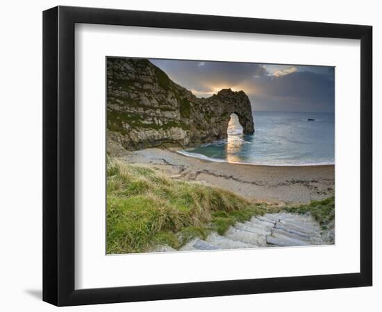 Winter Sunset at Durdle Door, Jurassic Coast, Dorset, England, Uk-David Wogan-Framed Photographic Print