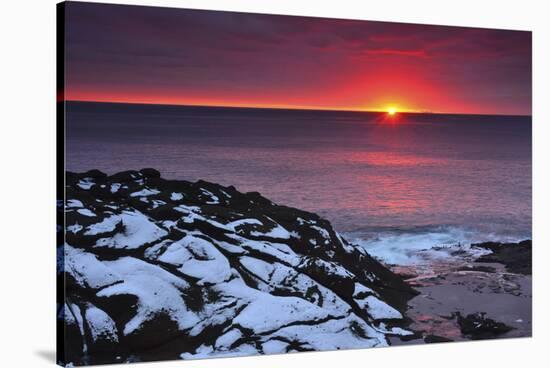 Winter Sunset, Depoe Bay, Pacific Ocean, Oregon, USA-Michel Hersen-Stretched Canvas