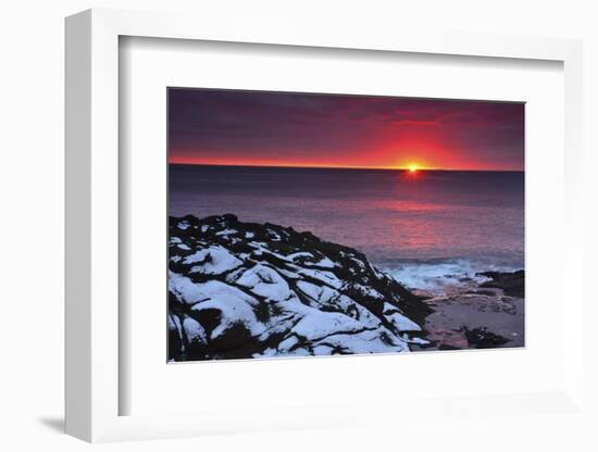 Winter Sunset, Depoe Bay, Pacific Ocean, Oregon, USA-Michel Hersen-Framed Photographic Print