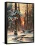 Winter Sunset in the Fir Forest, 1889-Juli Julievich Klever-Framed Stretched Canvas