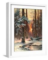 Winter Sunset in the Fir Forest, 1889-Juli Julievich Klever-Framed Giclee Print