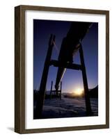 Winter Sunset on the Trans-Alaska Pipeline, Brooks Range, Alaska, USA-Hugh Rose-Framed Photographic Print