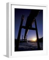 Winter Sunset on the Trans-Alaska Pipeline, Brooks Range, Alaska, USA-Hugh Rose-Framed Photographic Print