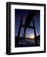 Winter Sunset on the Trans-Alaska Pipeline, Brooks Range, Alaska, USA-Hugh Rose-Framed Photographic Print