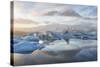 Winter Sunset over Jokulsarlon-Lee Frost-Stretched Canvas