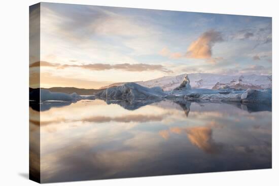 Winter Sunset over Jokulsarlon-Lee Frost-Stretched Canvas