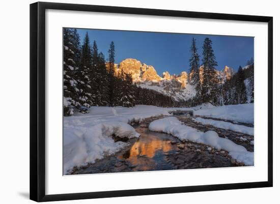 Winter Sunset over the St Martin's Blades, Dolomites, Italy.-ClickAlps-Framed Photographic Print