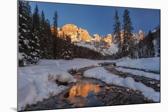 Winter Sunset over the St Martin's Blades, Dolomites, Italy.-ClickAlps-Mounted Photographic Print