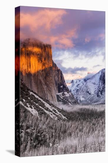 Winter sunset over Yosemite Valley from Tunnel View, Yosemite National Park, California, USA-Russ Bishop-Stretched Canvas