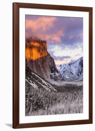 Winter sunset over Yosemite Valley from Tunnel View, Yosemite National Park, California, USA-Russ Bishop-Framed Premium Photographic Print