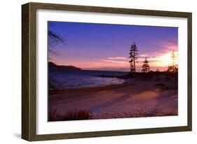 Winter Sunset, Sand Beach Bay, Lake Tahoe-George Oze-Framed Photographic Print