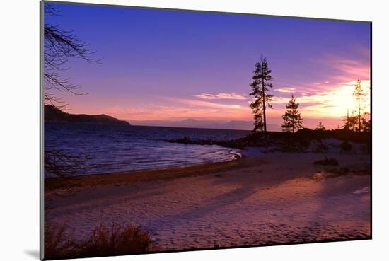 Winter Sunset, Sand Beach Bay, Lake Tahoe-George Oze-Mounted Photographic Print