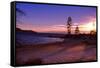 Winter Sunset, Sand Beach Bay, Lake Tahoe-George Oze-Framed Stretched Canvas