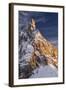 Winter Sunset with Moon over Cimon Della Pala, Trentino Alto Adige, Italy-ClickAlps-Framed Photographic Print