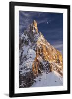 Winter Sunset with Moon over Cimon Della Pala, Trentino Alto Adige, Italy-ClickAlps-Framed Photographic Print