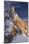 Winter Sunset with Moon over Cimon Della Pala, Trentino Alto Adige, Italy-ClickAlps-Mounted Photographic Print