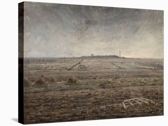 Winter, the Plain of Chailly, C.1862-66 (Pastel on Paper)-Jean-Francois Millet-Stretched Canvas