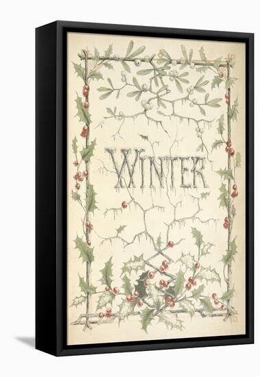 Winter - Title Page Illustrated With Holly, Icicles and Mistletoe-Thomas Miller-Framed Stretched Canvas