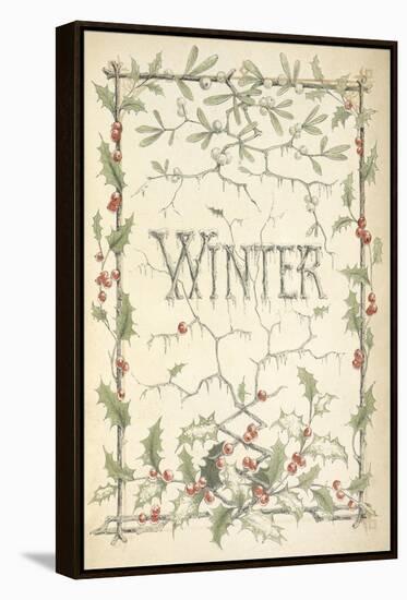 Winter - Title Page Illustrated With Holly, Icicles and Mistletoe-Thomas Miller-Framed Stretched Canvas