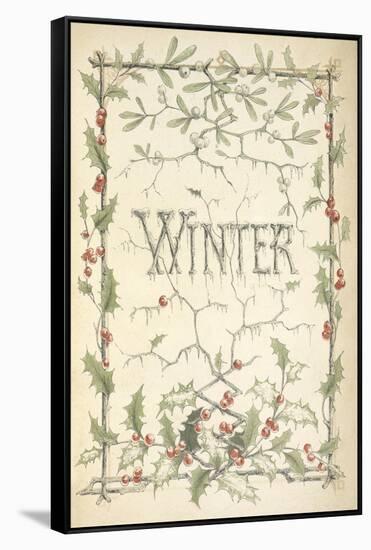 Winter - Title Page Illustrated With Holly, Icicles and Mistletoe-Thomas Miller-Framed Stretched Canvas