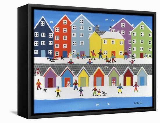 Winter Town Beach-Gordon Barker-Framed Stretched Canvas