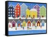 Winter Town Beach-Gordon Barker-Framed Stretched Canvas