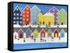 Winter Town Beach-Gordon Barker-Framed Stretched Canvas