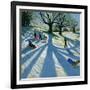 Winter Tree, Snow Sledgers, Calke Abbey, Derby-Andrew Macara-Framed Giclee Print