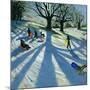 Winter Tree, Snow Sledgers, Calke Abbey, Derby-Andrew Macara-Mounted Giclee Print