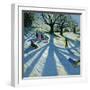 Winter Tree, Snow Sledgers, Calke Abbey, Derby-Andrew Macara-Framed Giclee Print