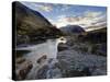 Winter View Along Partly-Frozen River Etive Towards Distant Mountains, Rannoch Moor, Scotland-Lee Frost-Stretched Canvas