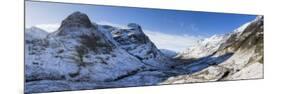 Winter View Down Snow-Covered Glencoe Showing Three Sisters of Glencoe and the A83-Lee Frost-Mounted Photographic Print