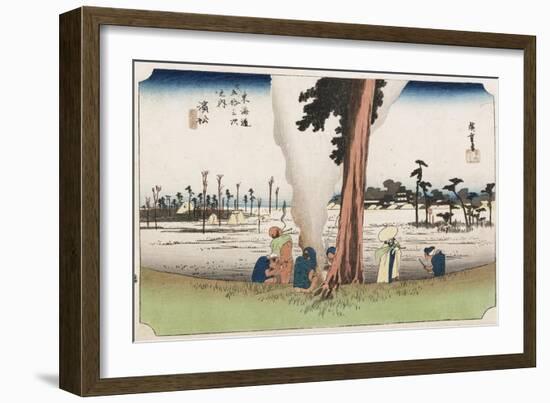 Winter View, Hamamatsu, from the Series 'The Fifty-Three Stations of the Tokaido', C.1834-Utagawa Hiroshige-Framed Giclee Print