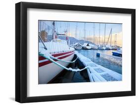 Winter View of a Marina in Trondheim-Olga Miltsova-Framed Photographic Print