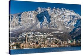 Winter View of City of Lecco with Mount Resegone in the Background, Lake Como, Lombardy, Italy-Stefano Politi Markovina-Stretched Canvas