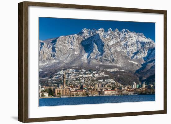 Winter View of City of Lecco with Mount Resegone in the Background, Lake Como, Lombardy, Italy-Stefano Politi Markovina-Framed Photographic Print