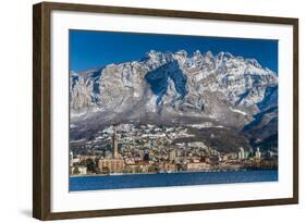 Winter View of City of Lecco with Mount Resegone in the Background, Lake Como, Lombardy, Italy-Stefano Politi Markovina-Framed Photographic Print