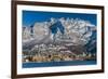 Winter View of City of Lecco with Mount Resegone in the Background, Lake Como, Lombardy, Italy-Stefano Politi Markovina-Framed Photographic Print