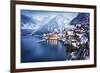 Winter View of Hallstatt, Traditional Austrian Wood Village, UNESCO World Culture Heritage Site. Al-Dzerkach Viktar-Framed Photographic Print